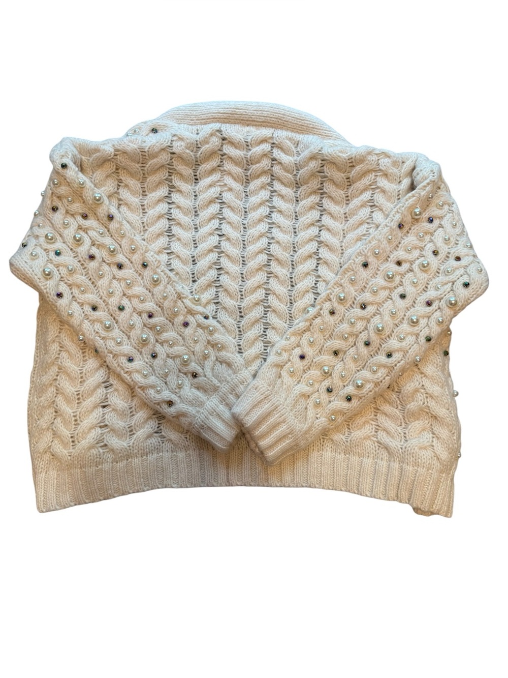 Anthropologie Embellished Cable-Knit Cardigan Sweater - Picture 3 of 13